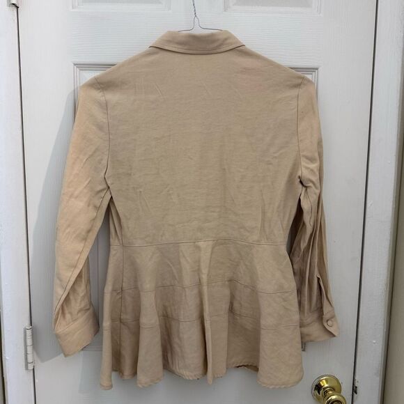 Pomander Place Tuckernuck Ashlen Tiered Ruffled Button Up Blouse Tan Size Small - Picture 2 of 5